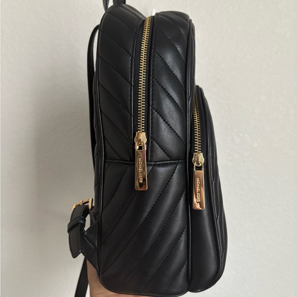 Michael Kors Erin Quilted Black Backpack with Gold Details - Picture 2 of 5